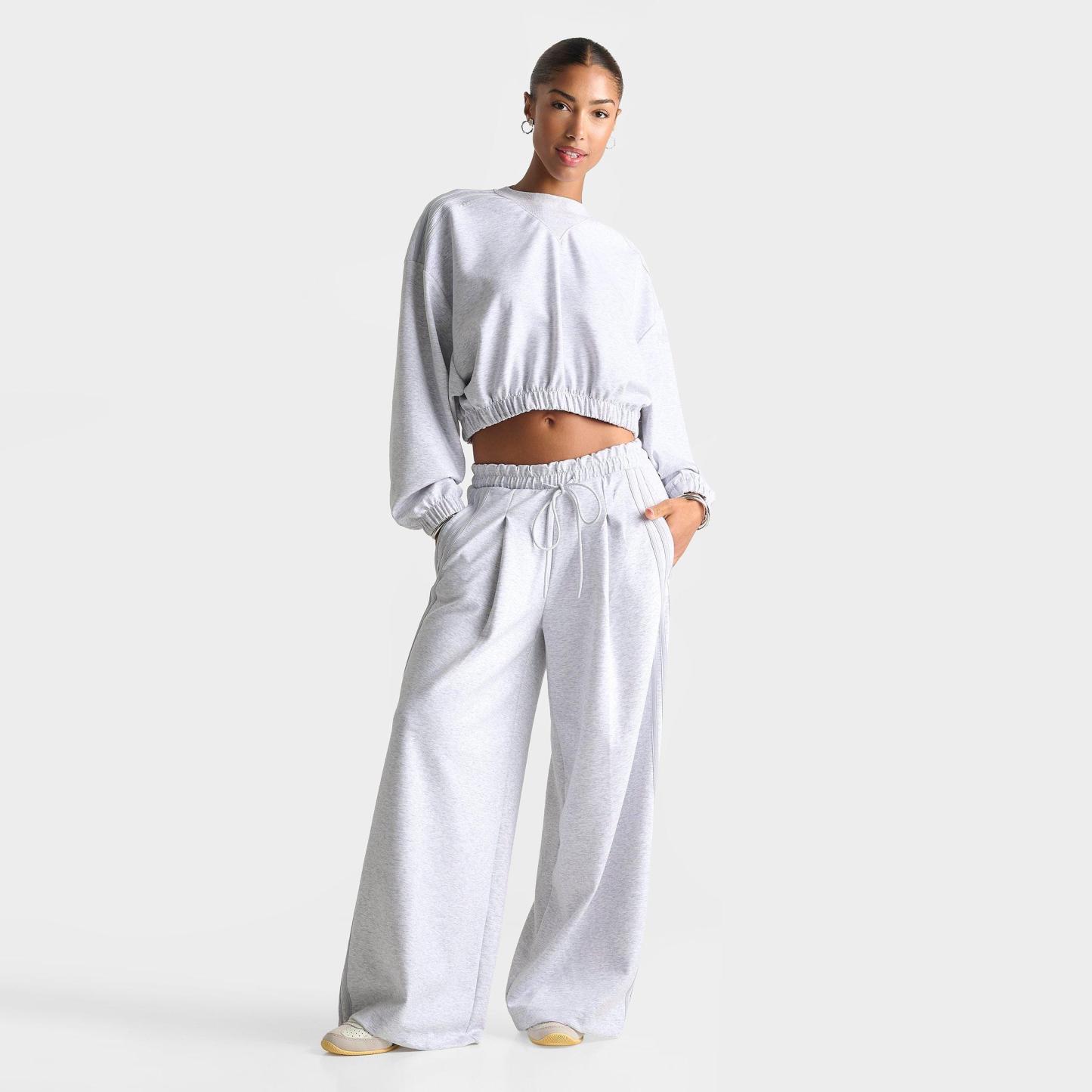 Women's adidas Originals Wide-Leg Sweatpants - Light Grey Heather