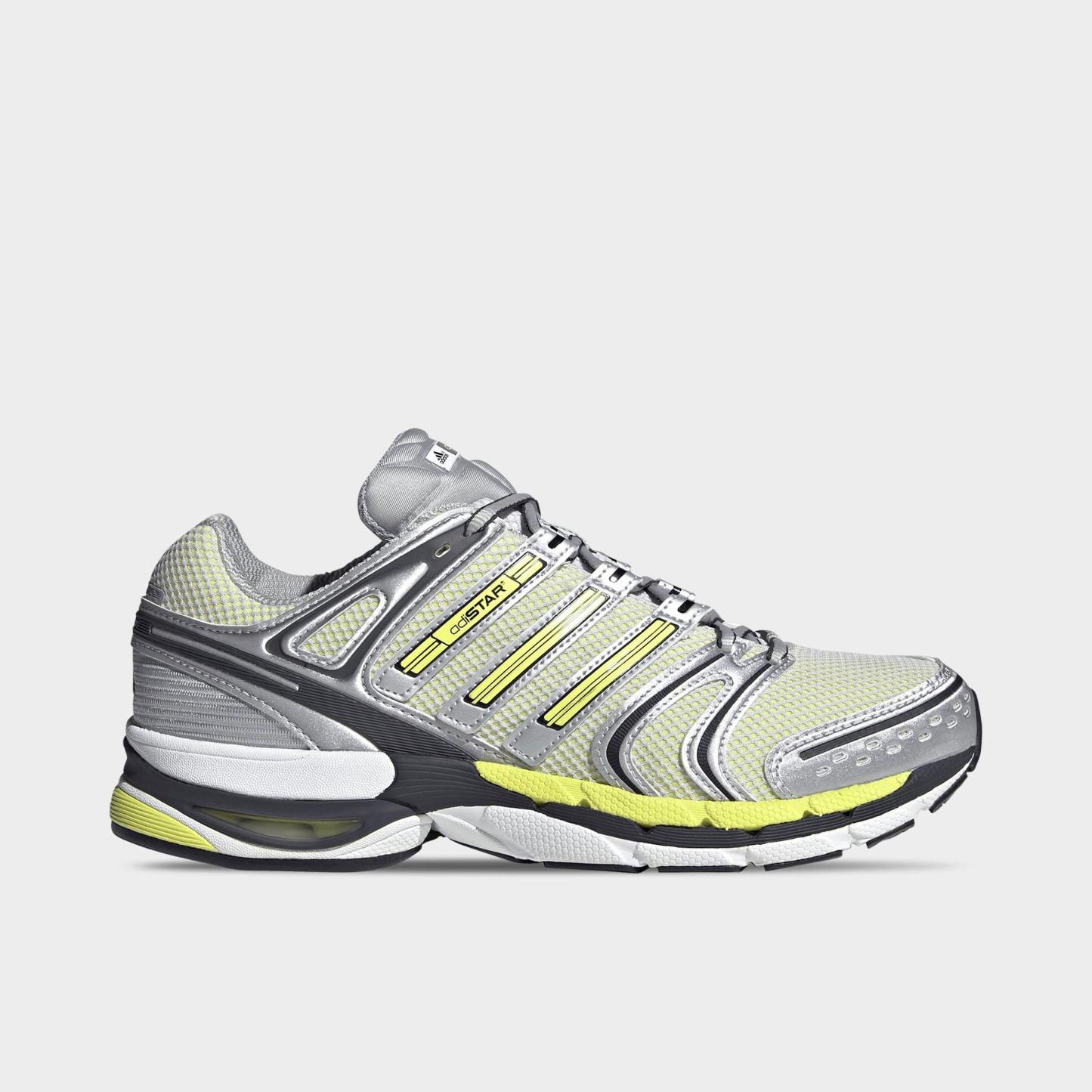 Men's adidas Adistar Control 5 Casual Shoes - Part 1 - Grey/Semi Frozen Lemon/Utility Black - Left shoe facing left. Outside of the shoe.