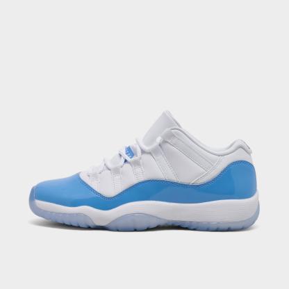 Big Kids' Air Jordan Retro 11 Low Basketball Shoes - White/University Blue/Black - Left shoe facing left. Outside of the shoe. - view 1