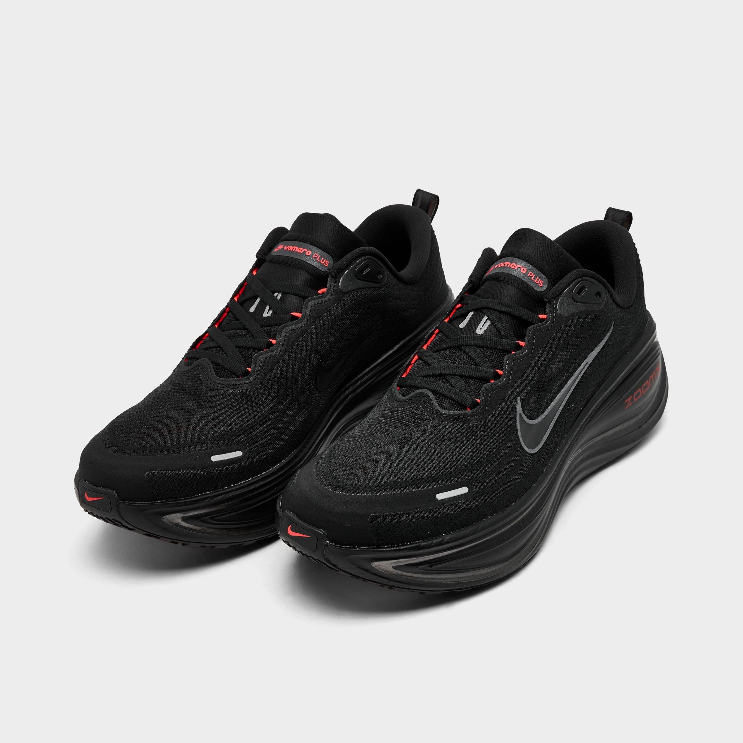 Men's Nithtke Vomero Plus Running Shoes - Part 1 - Black/Black/Bright Crimson/Wolf Grey - Both shoes facing left