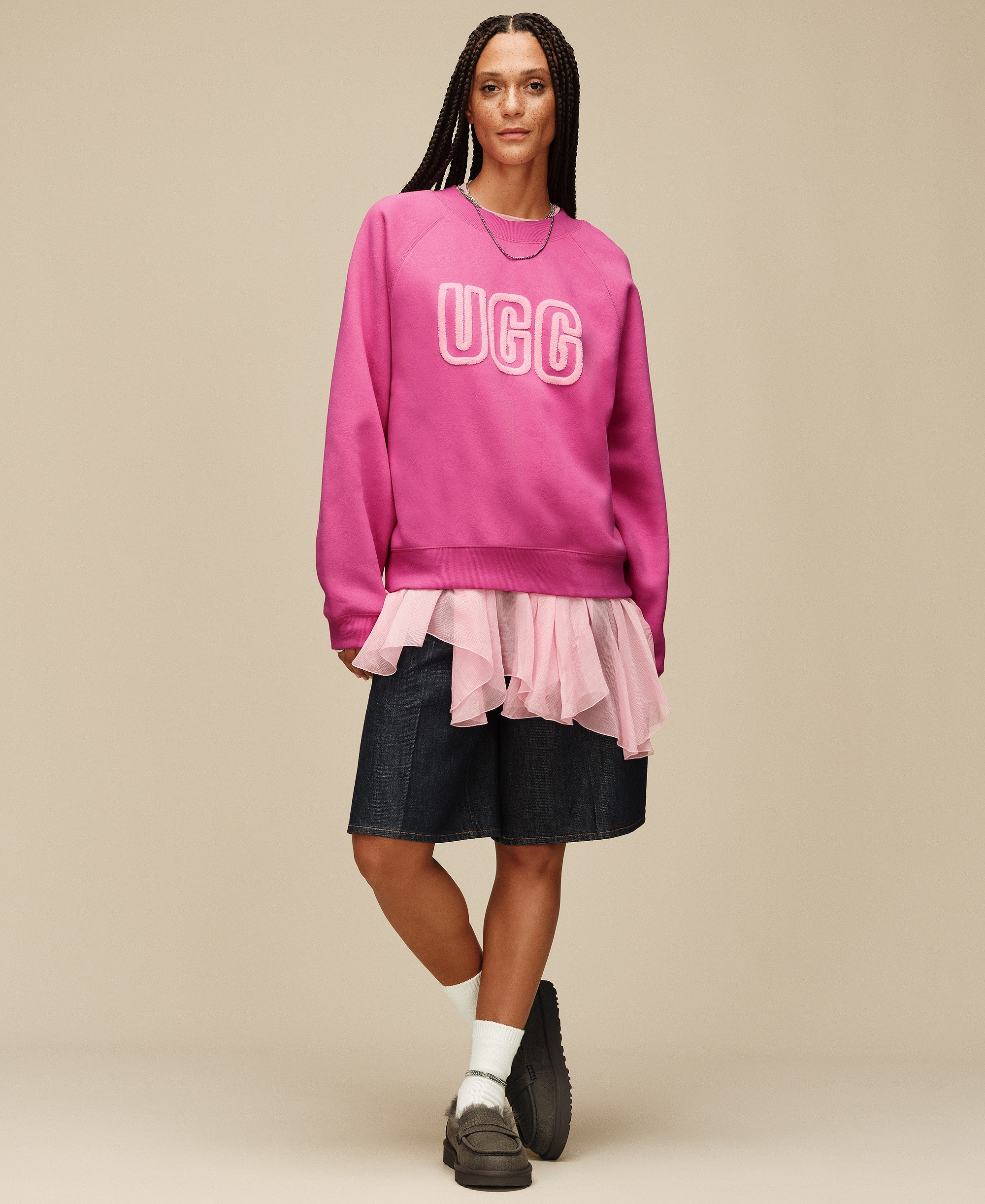 UGG Women's Rib Knit Slouchy Quarter Embroidered Heart Socks - W Rib Knit Slouchy Quart