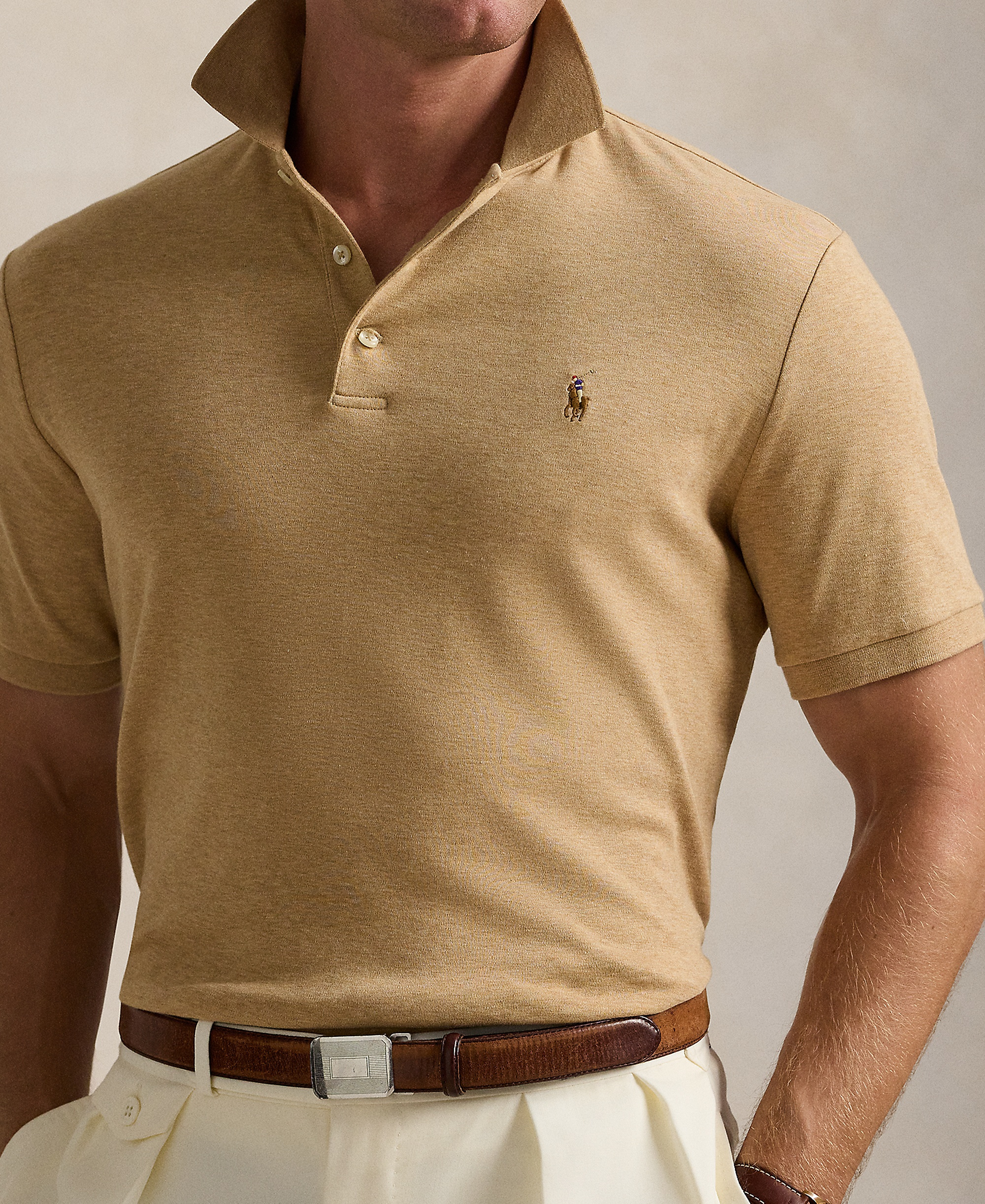Polo Ralph Lauren Men's Classic-Fit Soft Cotton Polo Shirt - Classic Camel Heather