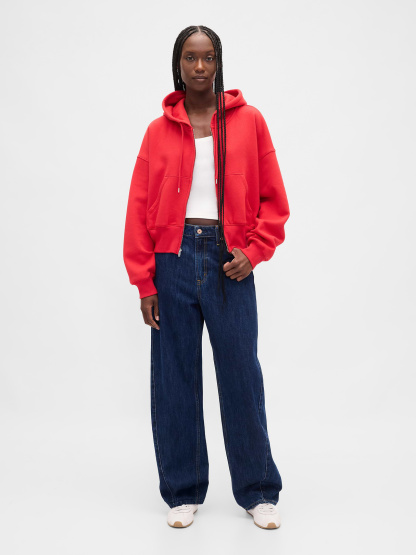 VintageSoft Wedge Zip Hoodie - Modern red