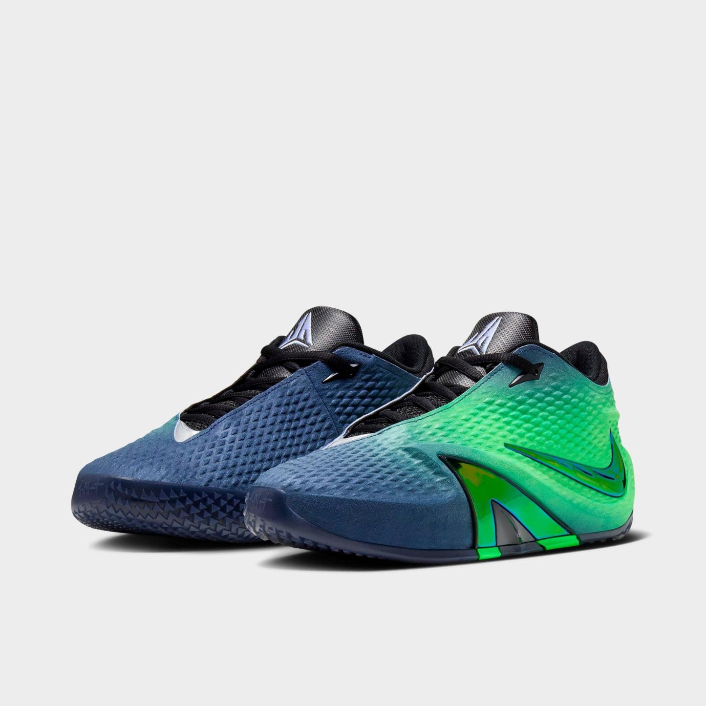 Men's Nithtke Ja 4 Basketball Shoes - Obsidian/Multi-Color/Black/Voltage Green - Both shoes facing left