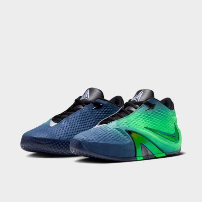Men's Nithtke Ja 4 Basketball Shoes - Obsidian/Multi-Color/Black/Voltage Green - Both shoes facing left