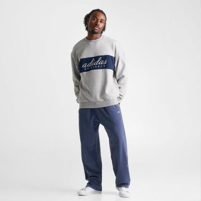 Men's adidas Originals Script Fleece Crewneck Sweatshirt - Medium Grey Heather