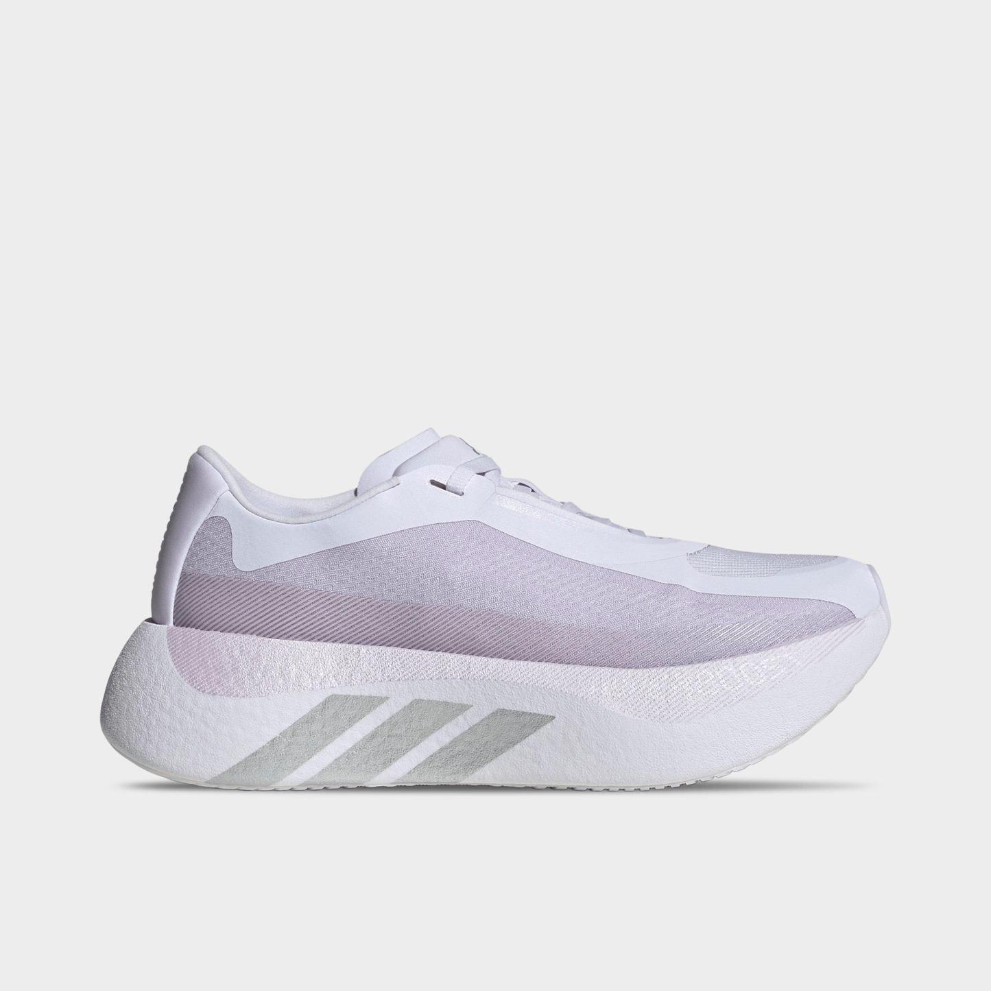 Women's adidas Hyperboost Edge Running Shoes - Part 2 - Frozen Purple/Silver Metallic/Silver Dawn - Left shoe facing left. Outside of the shoe.