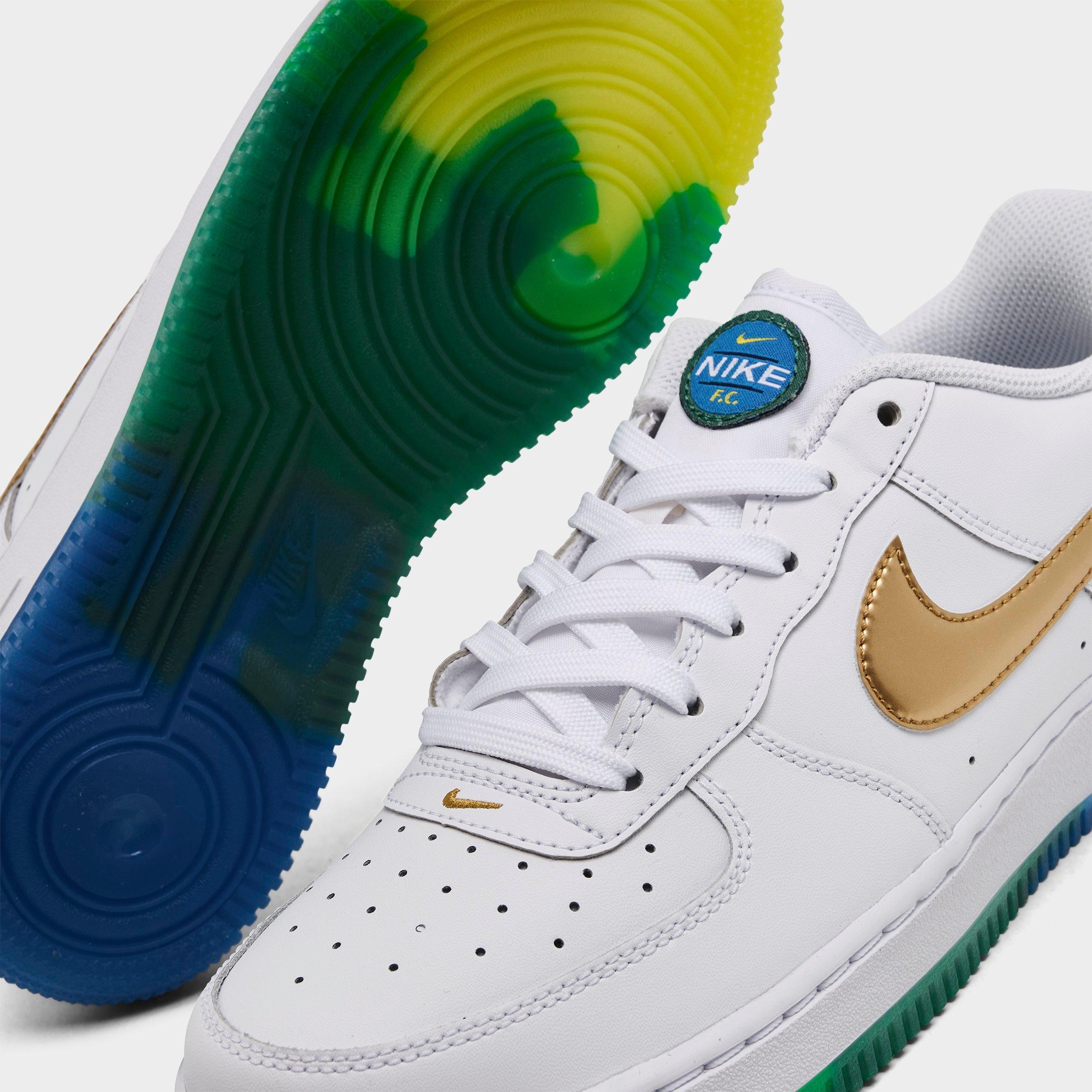 Big Kids' Nithtke Air Force 1 Low Casual Shoes - White/Metallic Gold/Soar/Sonic Yellow - Detail shot