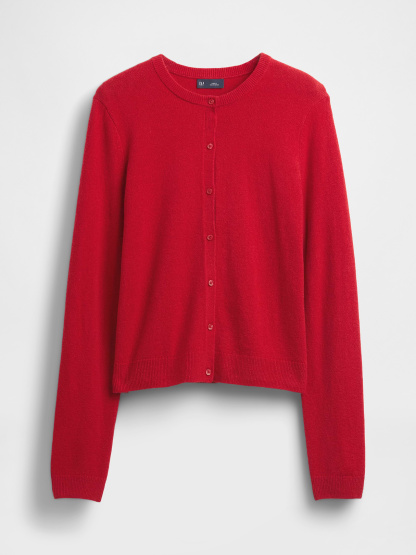 CashSoft Crop Cardigan - Modern red