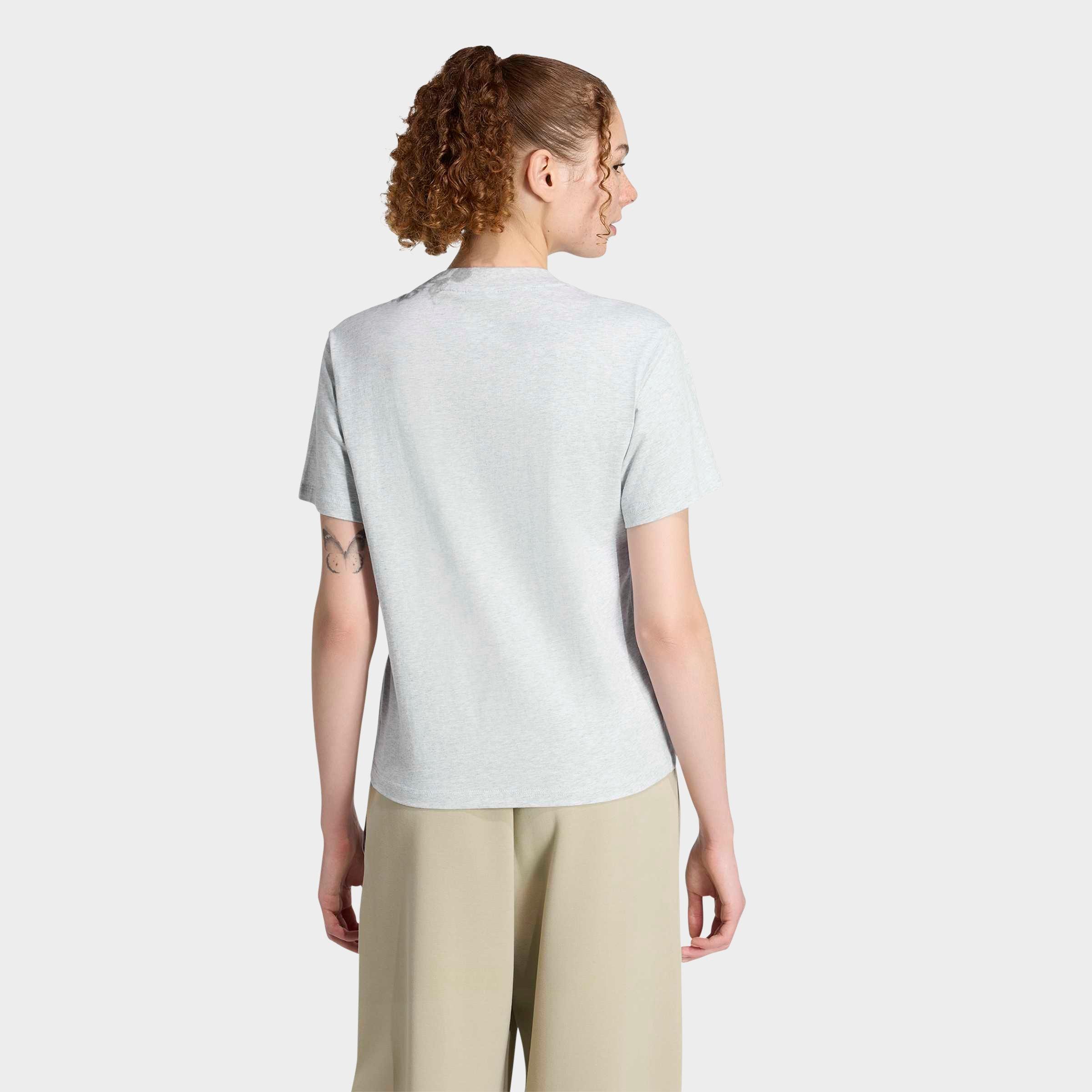 Women's adidas Essentials Small Logo Cotton T-Shirt - Light Grey Heather/White