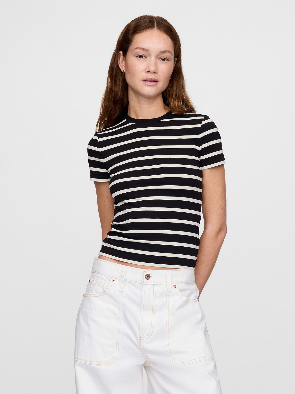 CloseKnit Jersey T-Shirt - Black & white stripe