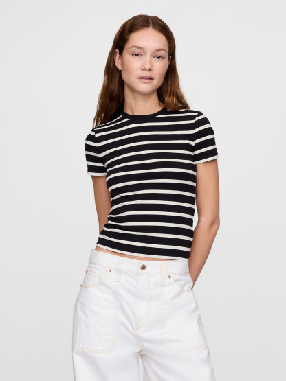 CloseKnit Jersey T-Shirt - Black & white stripe