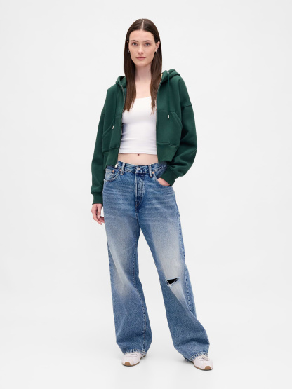 VintageSoft Wedge Zip Hoodie - Hunter green
