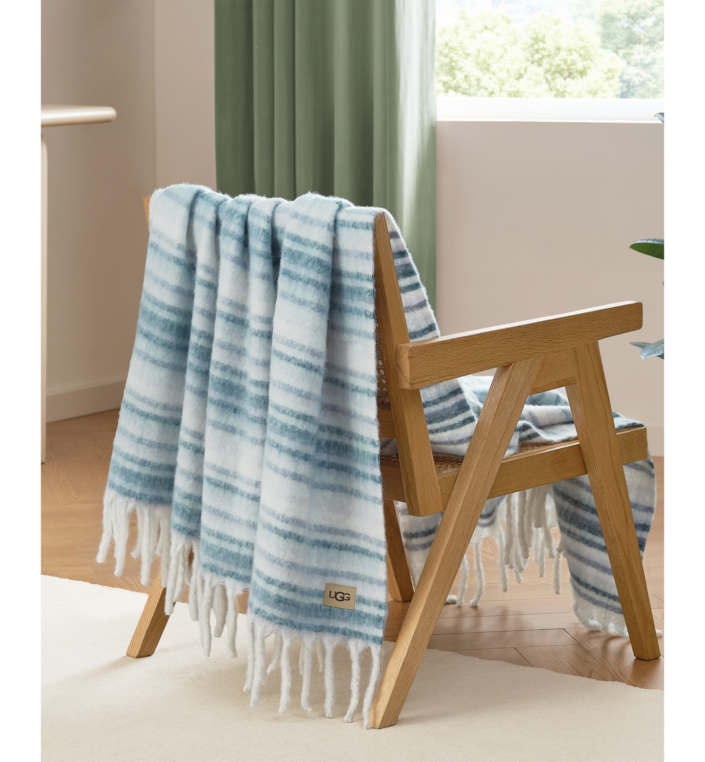 UGG® Joana Striped Throw, 50" x 70" - Silver Blue
