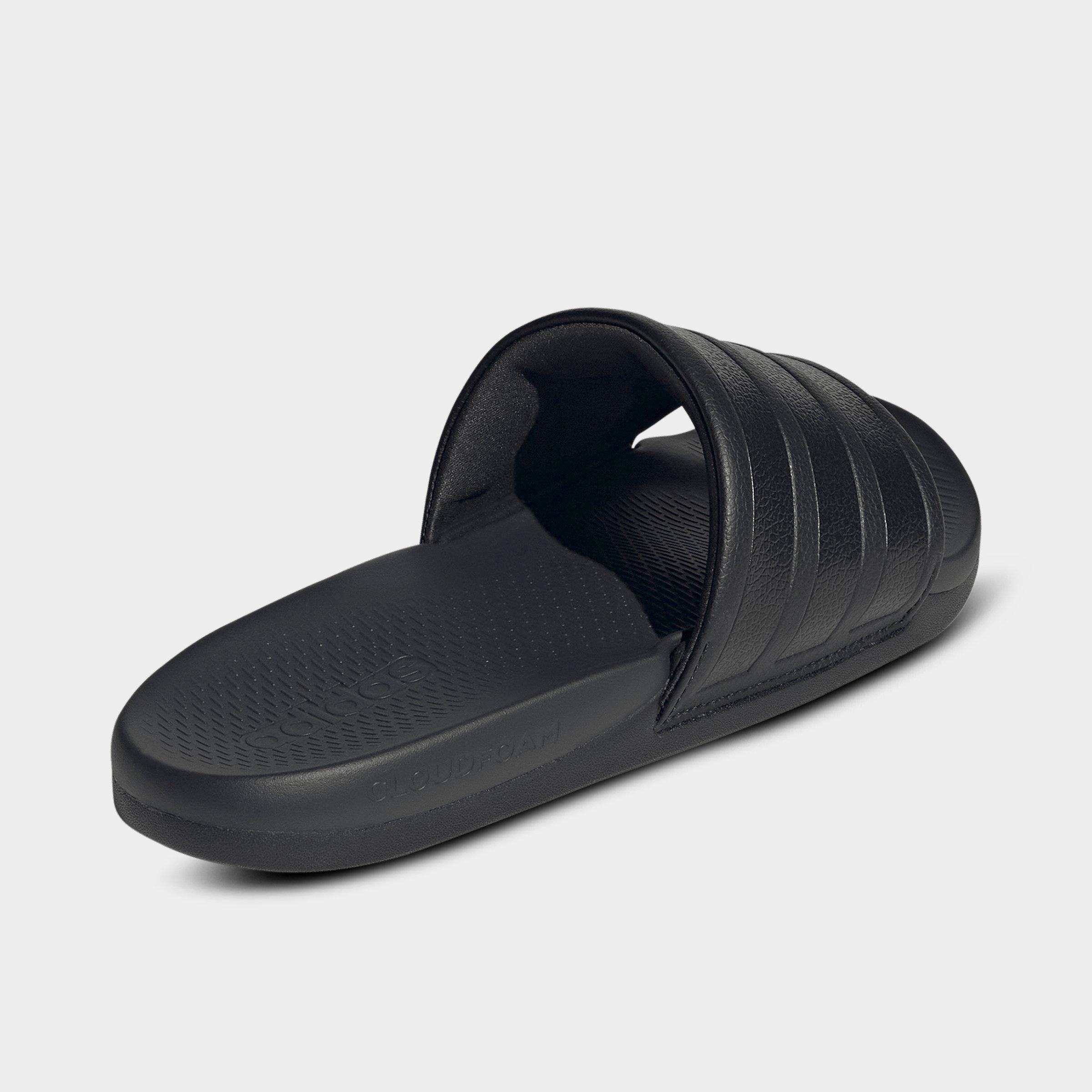 Women's adidas Adilette Comfort 2.0 Slide Sandals - Core Black/Core Black/Carbon - Back view