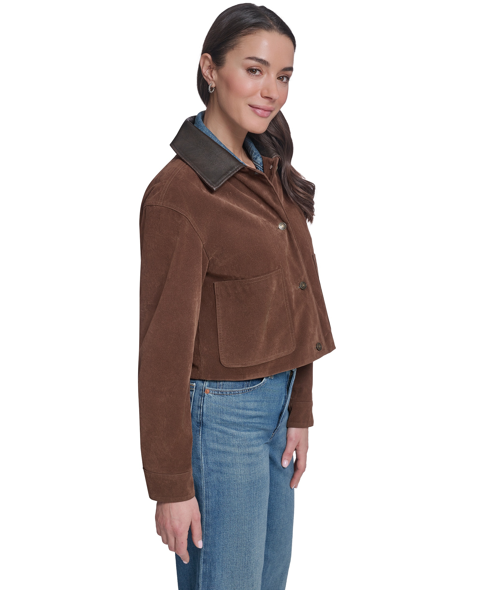 Levi's Women's Cropped Faux-Suede Chore Jacket - Maple