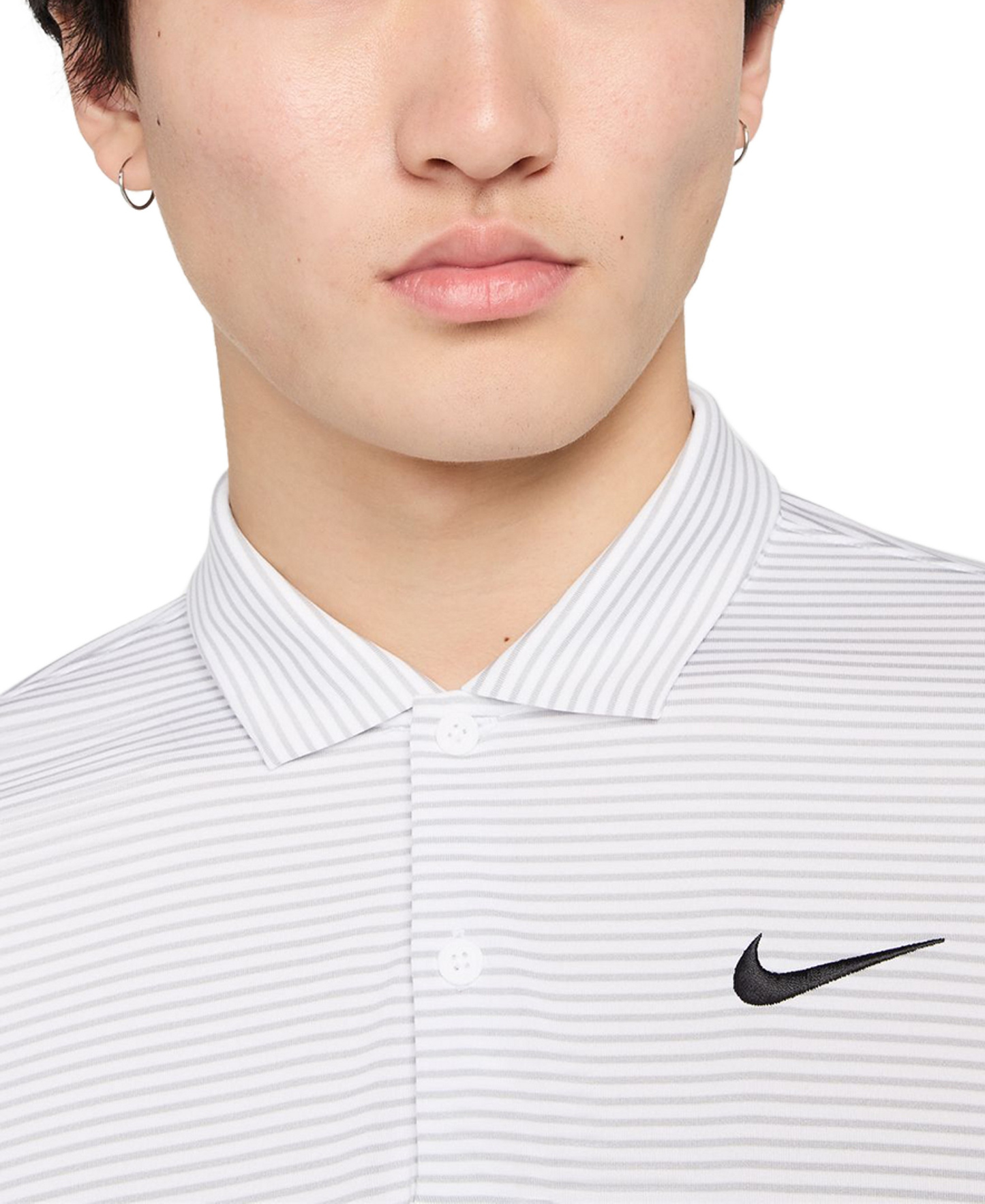 Nike Men's Relaxed Fit Core Dri-FIT Short Sleeve Golf Polo Shirt - White/Wolf Gray/Black