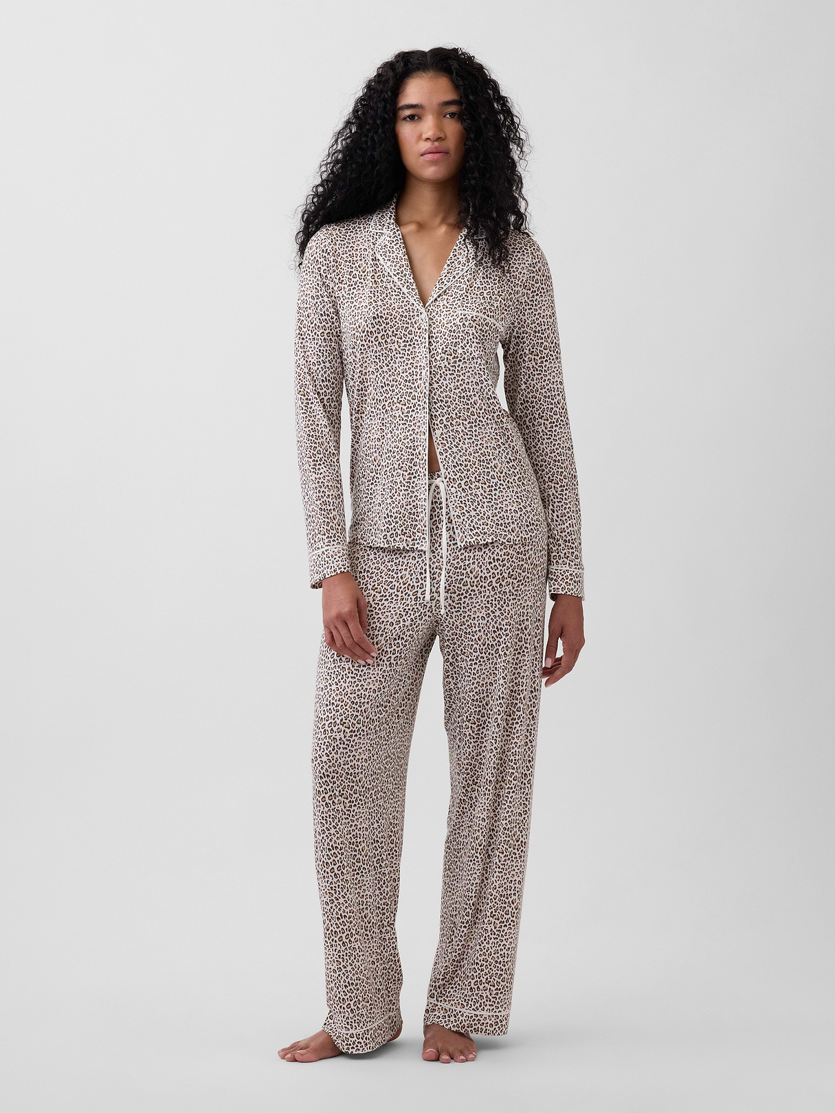 SoftMade Modal PJ Top - Leopard brown print