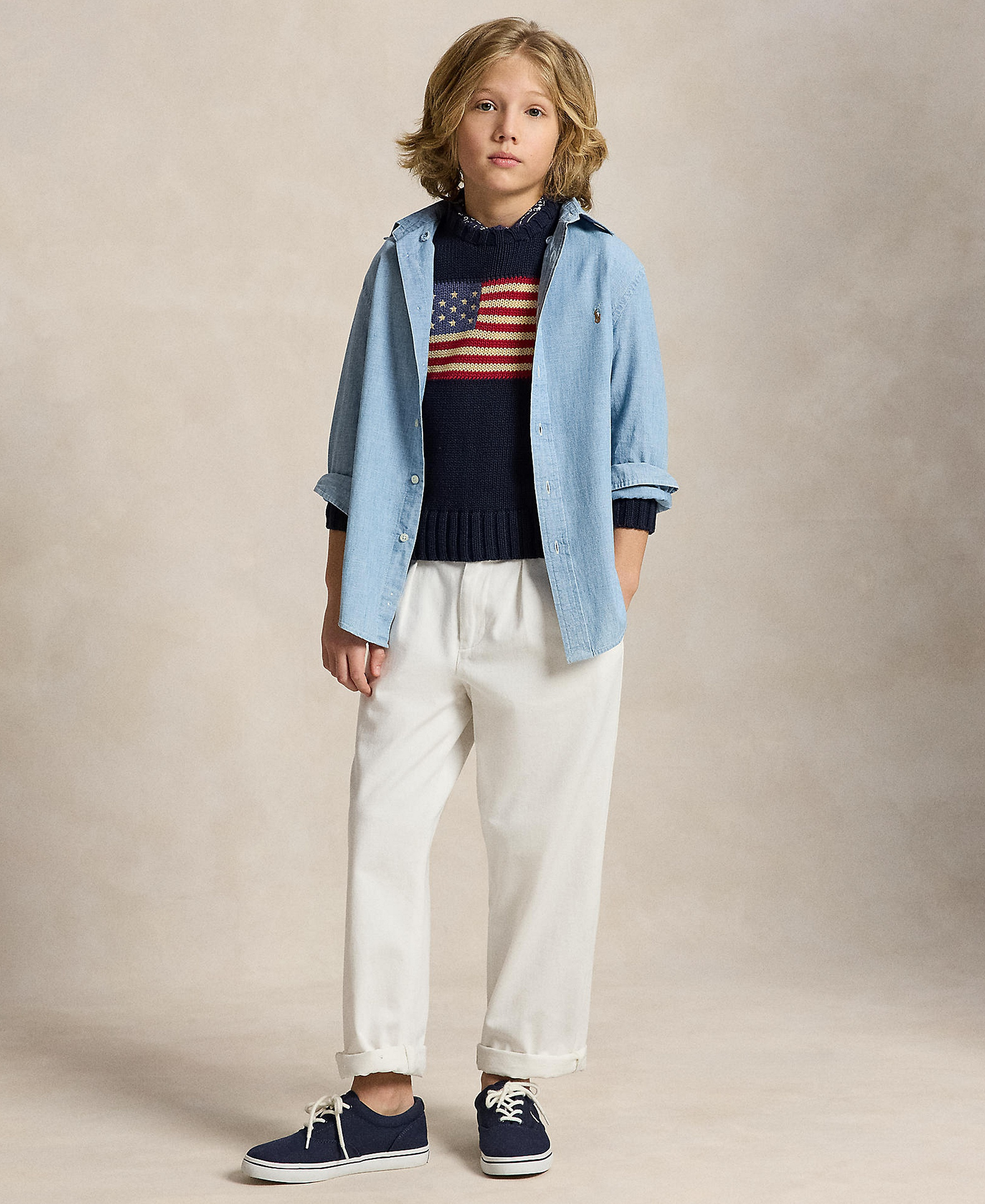 Polo Ralph Lauren Big Boys Cotton Chambray Sport Shirt - Light Blue