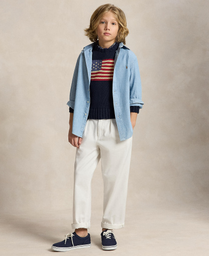 Polo Ralph Lauren Big Boys Cotton Chambray Sport Shirt - Light Blue