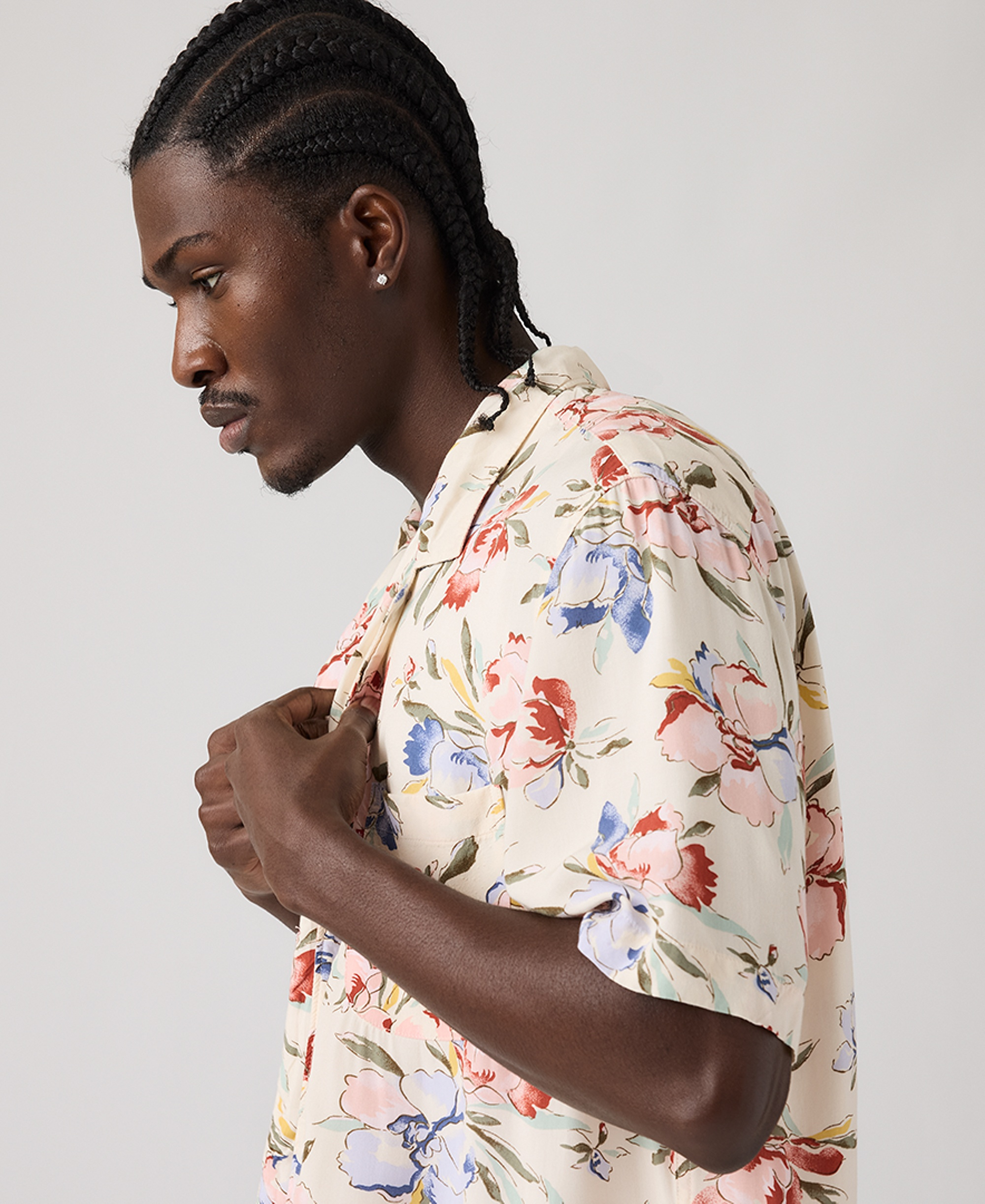 Levi's Men's Relaxed-Fit Camp Collar Shirt - Oatmeal