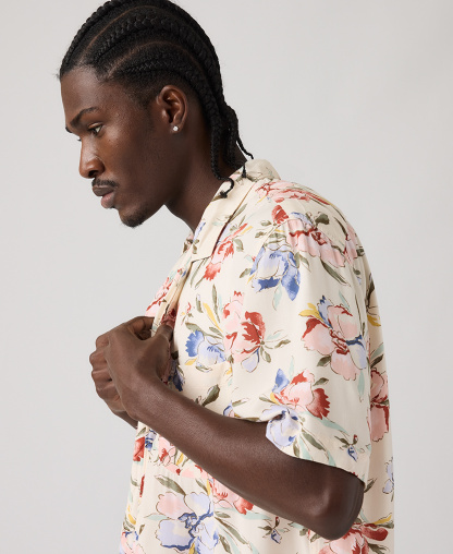Levi's Men's Relaxed-Fit Camp Collar Shirt - Oatmeal