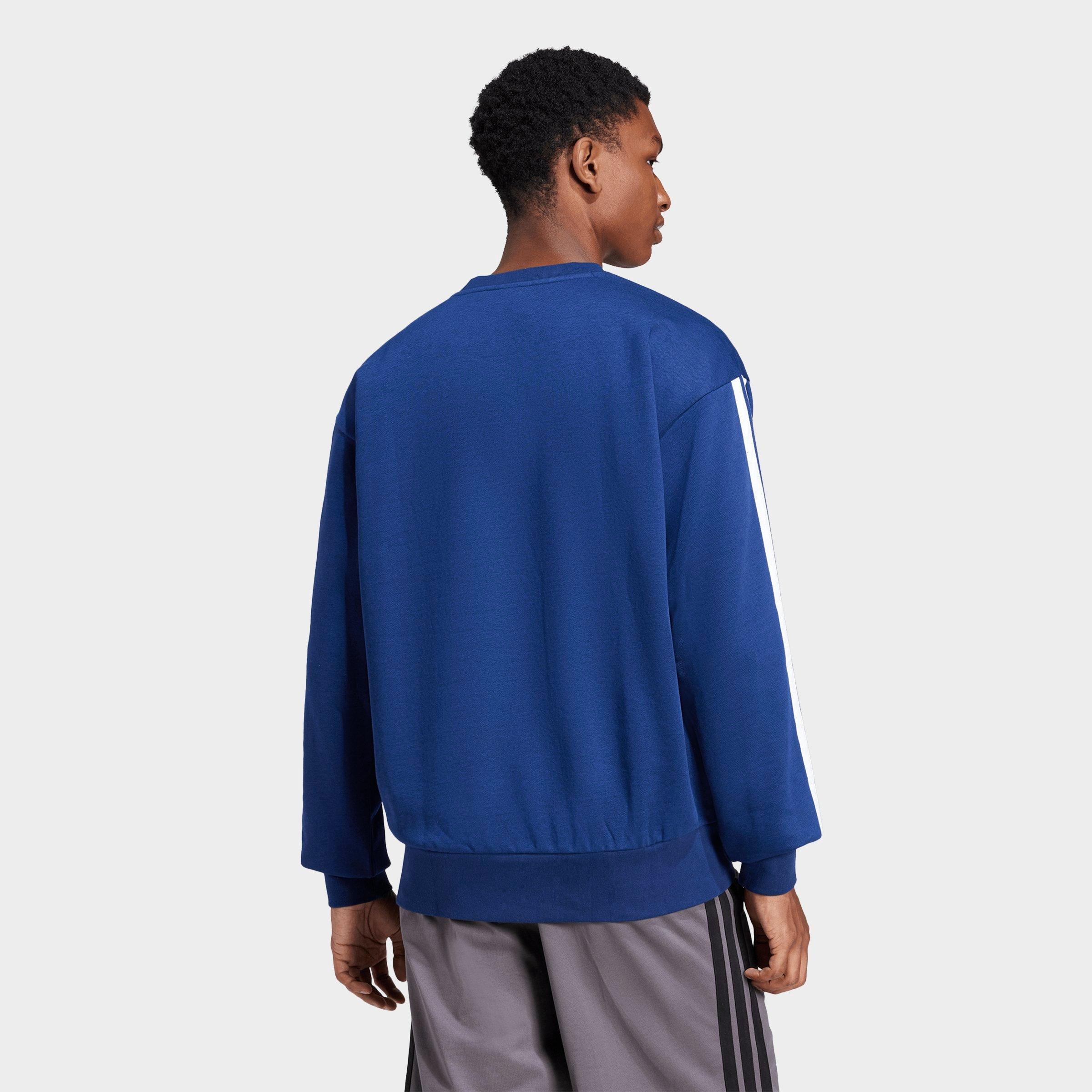 Men's adidas Essentials 3-Stripes Fleece Crewneck Sweatshirt - Dark Blue/White