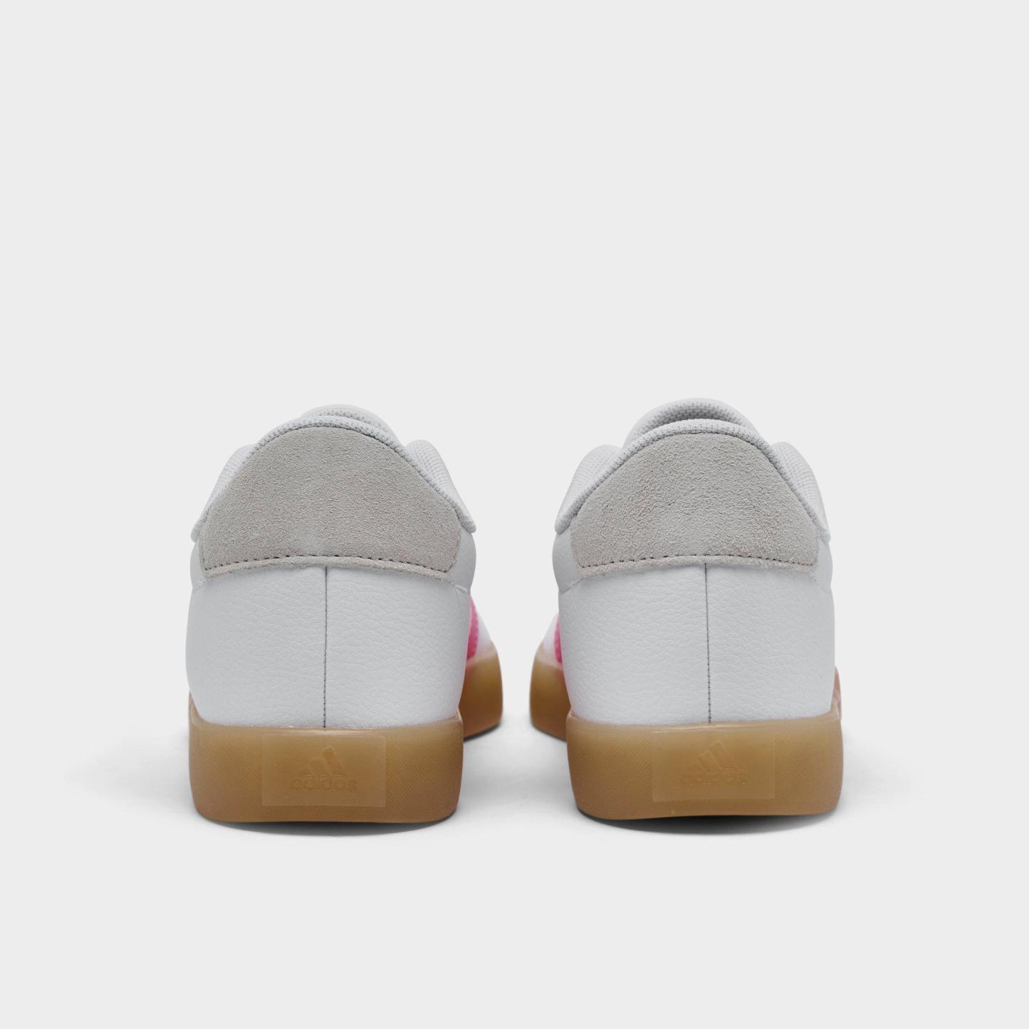 Big Kids' adidas VL Court 3.0 Skateboarding Casual Shoes - White/Pink - Back view
