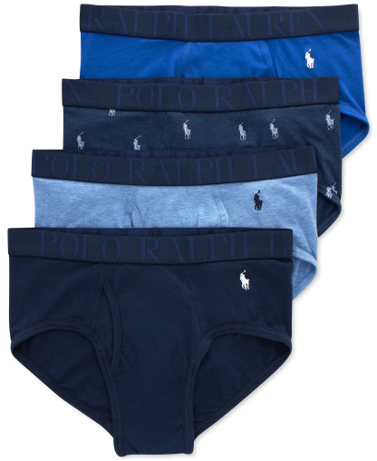 Polo Ralph Lauren Men's 4-Pack Classic Stretch Briefs - Bottle Green/deep Blue/cruise Navy