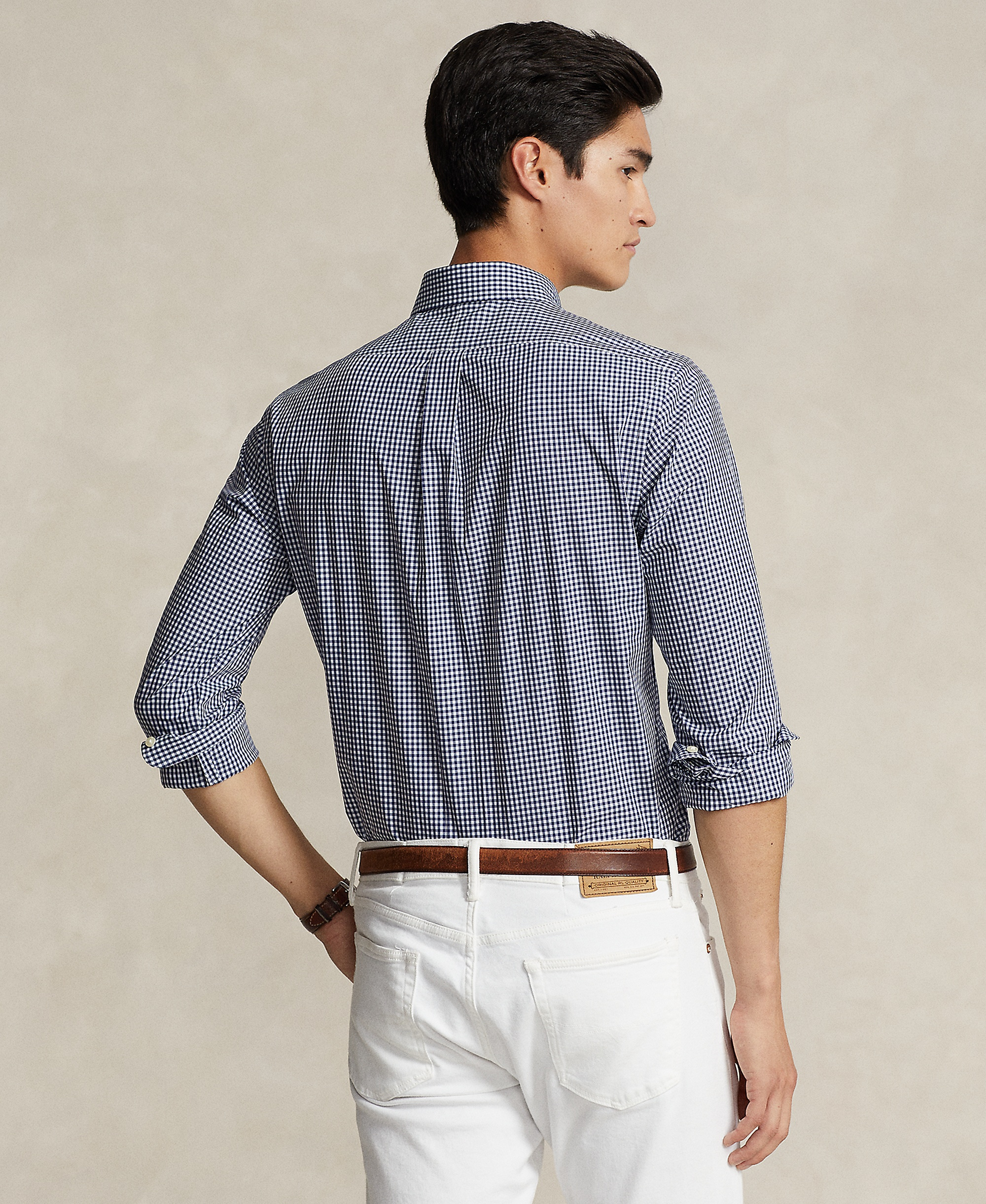 Polo Ralph Lauren Men's Stretch Poplin Shirt - Navy/White