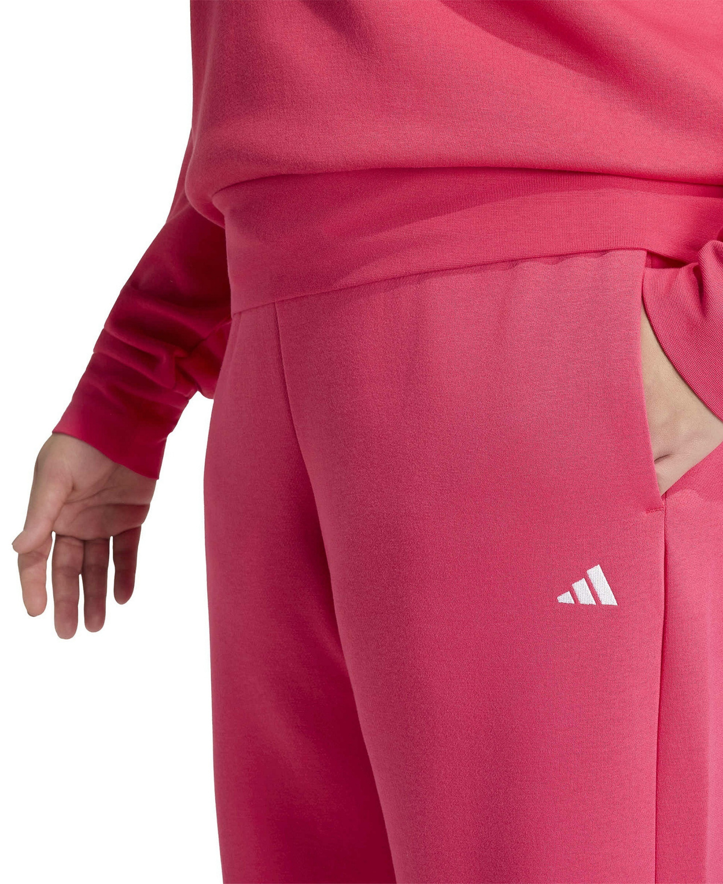 adidas Plus Size Essentials Fleece Mid-Rise Sweatpants - Power Pink