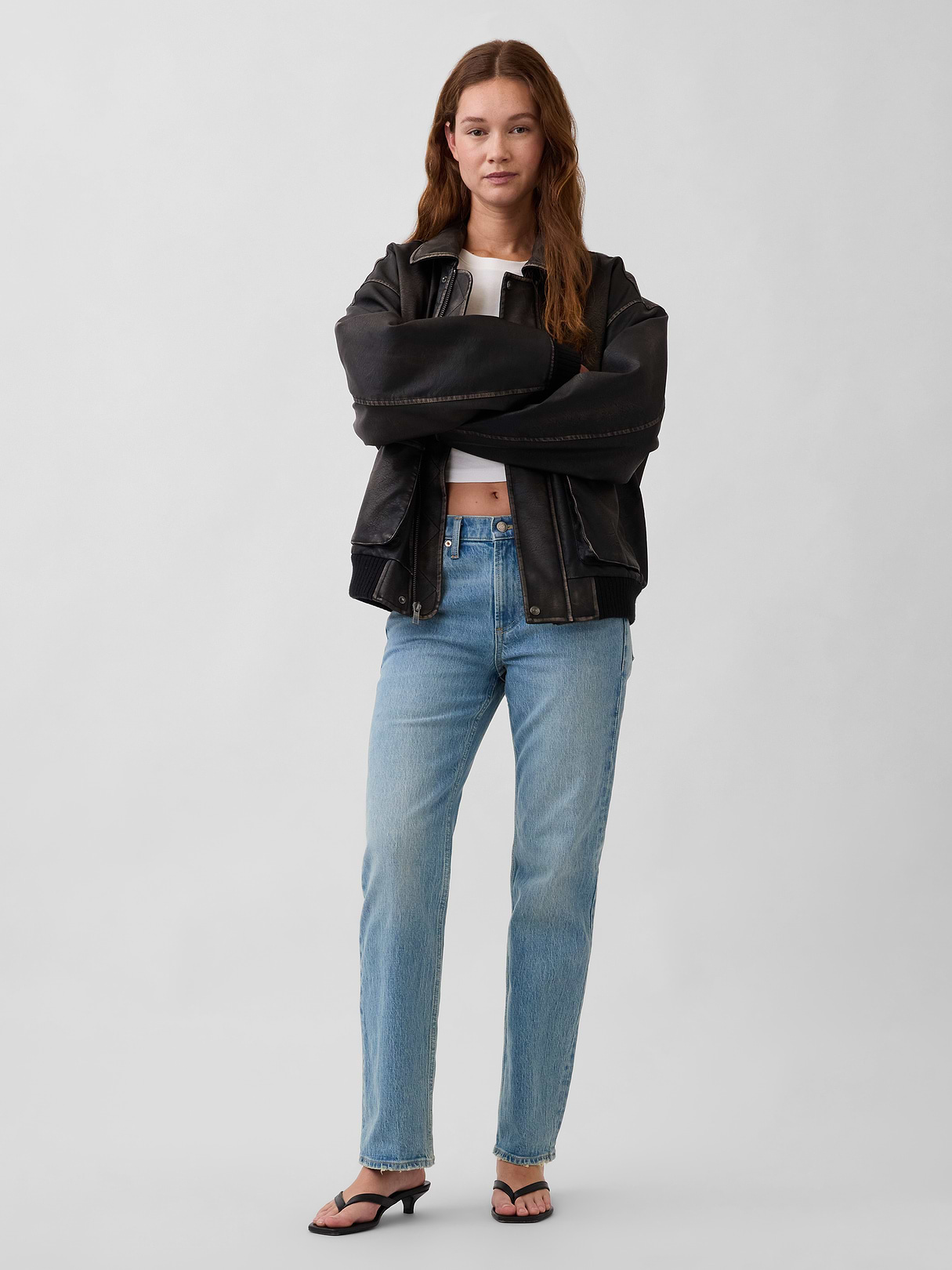 Mid Rise Corduroy Relaxed Straight Pants - Light wash