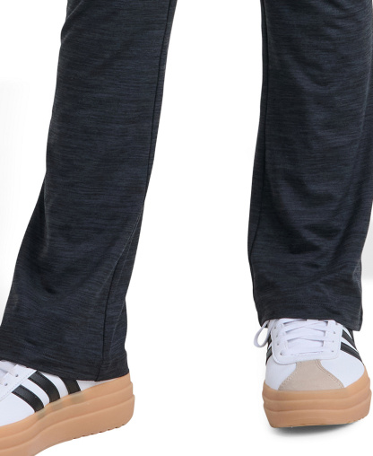 adidas Girls' 8-16 Folded Waistband Kick Flare Pants - Black With Gray