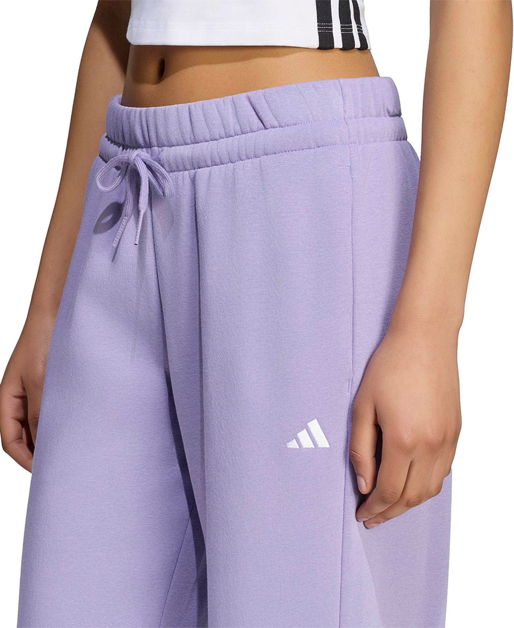 adidas Women's Essentials Small Logo Feel Cozy Open Hem Pants - Magic Lilac/white