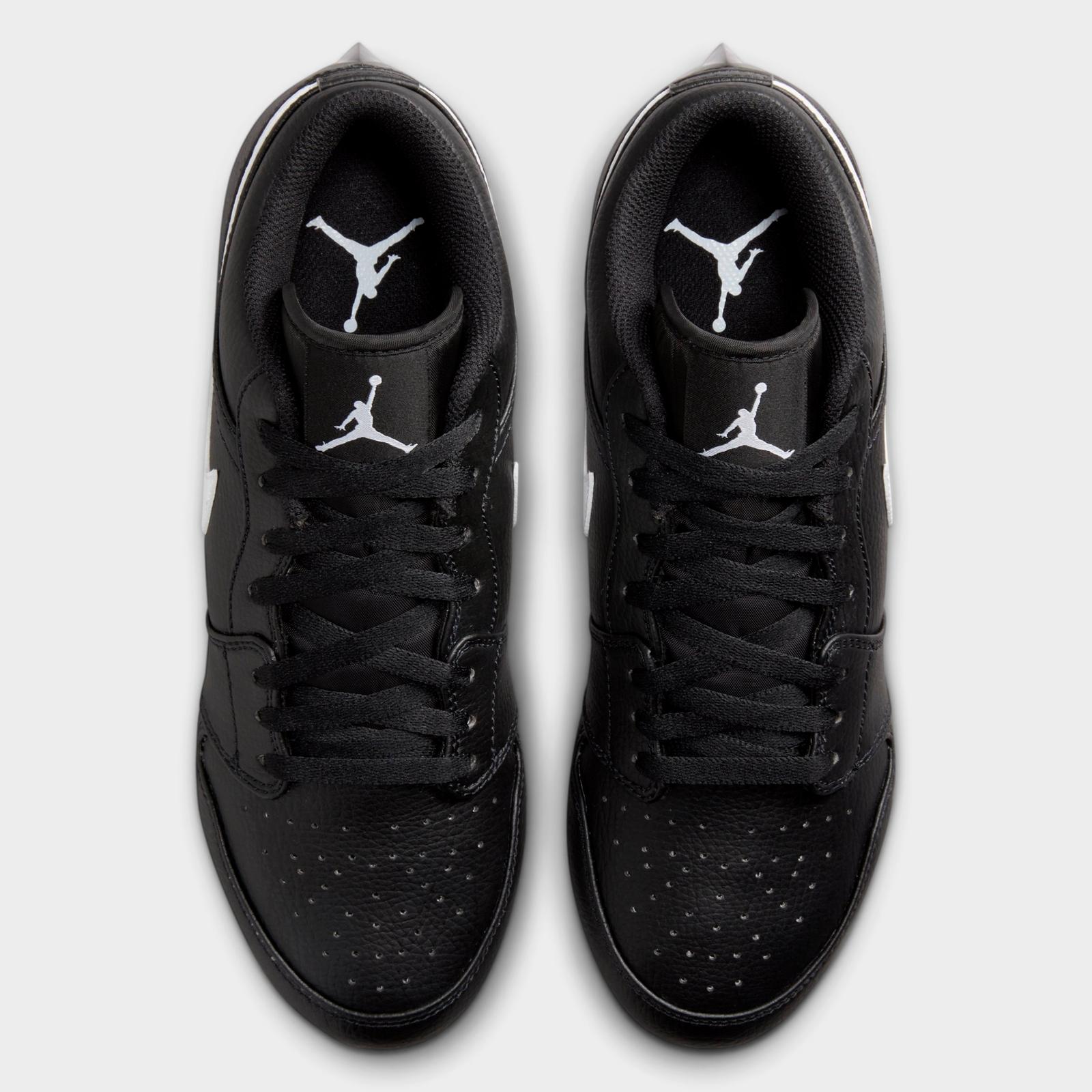 Men's Jordan 1 Low TD Football Cleats - Black/Black/White - view 5