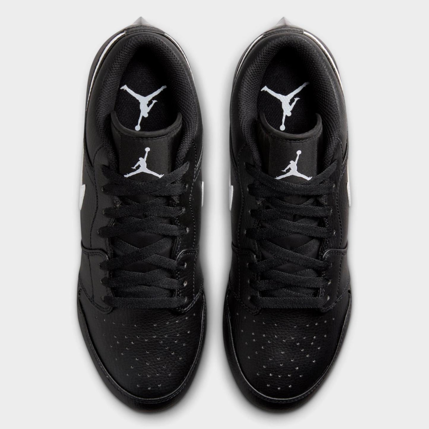 Men's Jordan 1 Low TD Football Cleats - Black/Black/White - view 5
