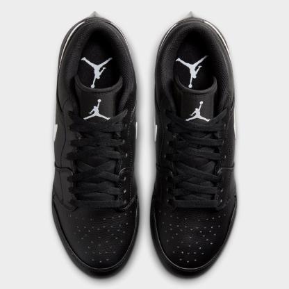 Men's Jordan 1 Low TD Football Cleats - Black/Black/White - view 5