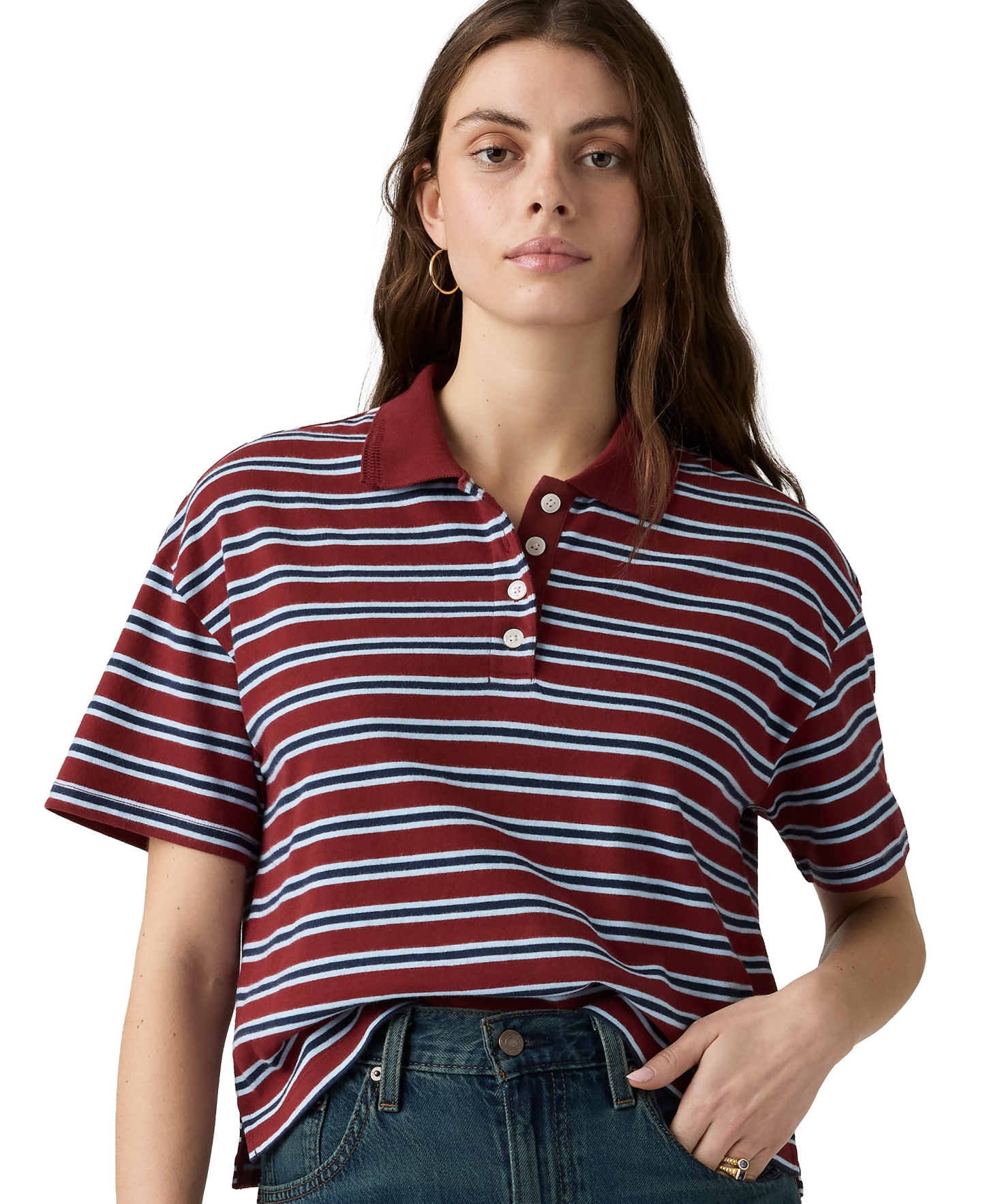 Levi's Women's Didion Rugby Short-Sleeve Collared Polo Shirt - Milano Str