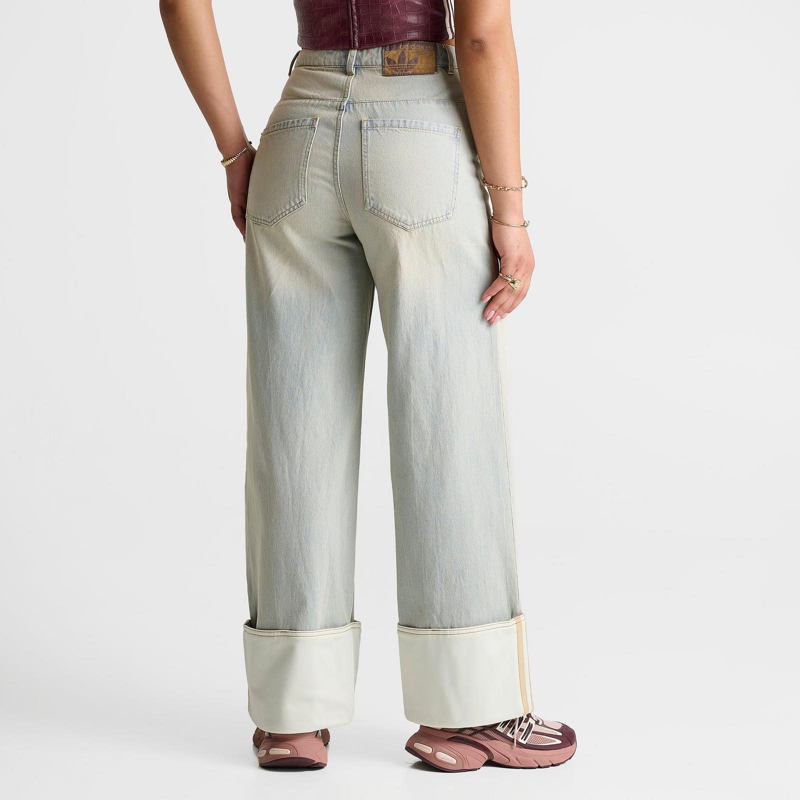 Women's adidas Originals Vintage Wide-Leg Jeans - Light Denim/Off White - view 4