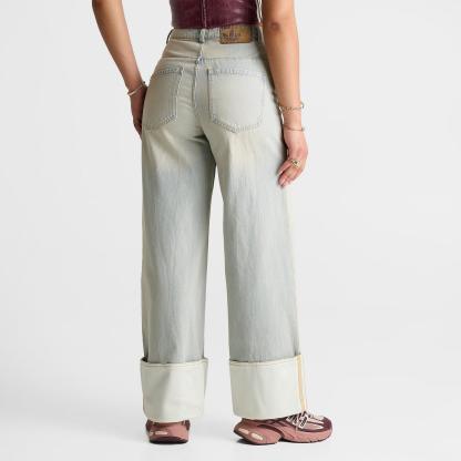 Women's adidas Originals Vintage Wide-Leg Jeans - Light Denim/Off White - view 4