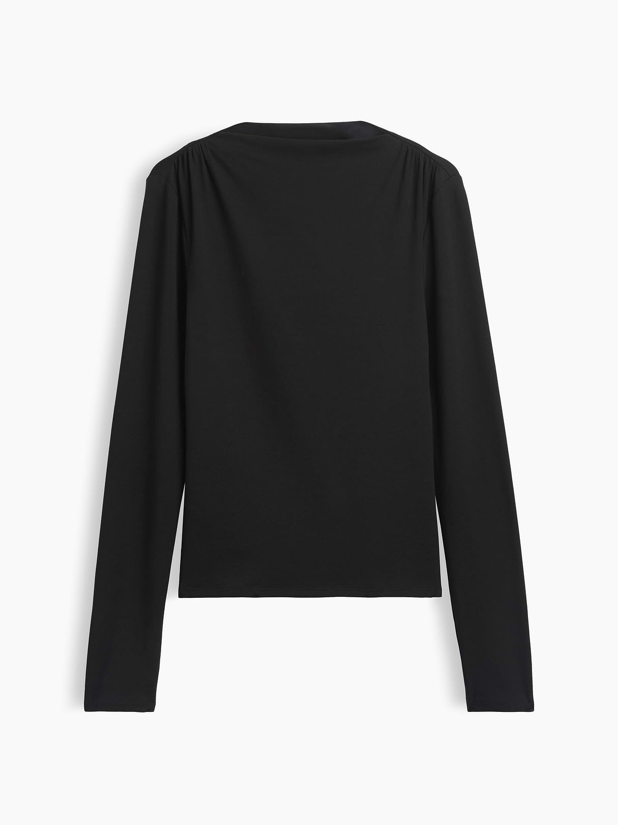 CloseKnit Jersey Funnel-Neck Ruched T-Shirt - Black