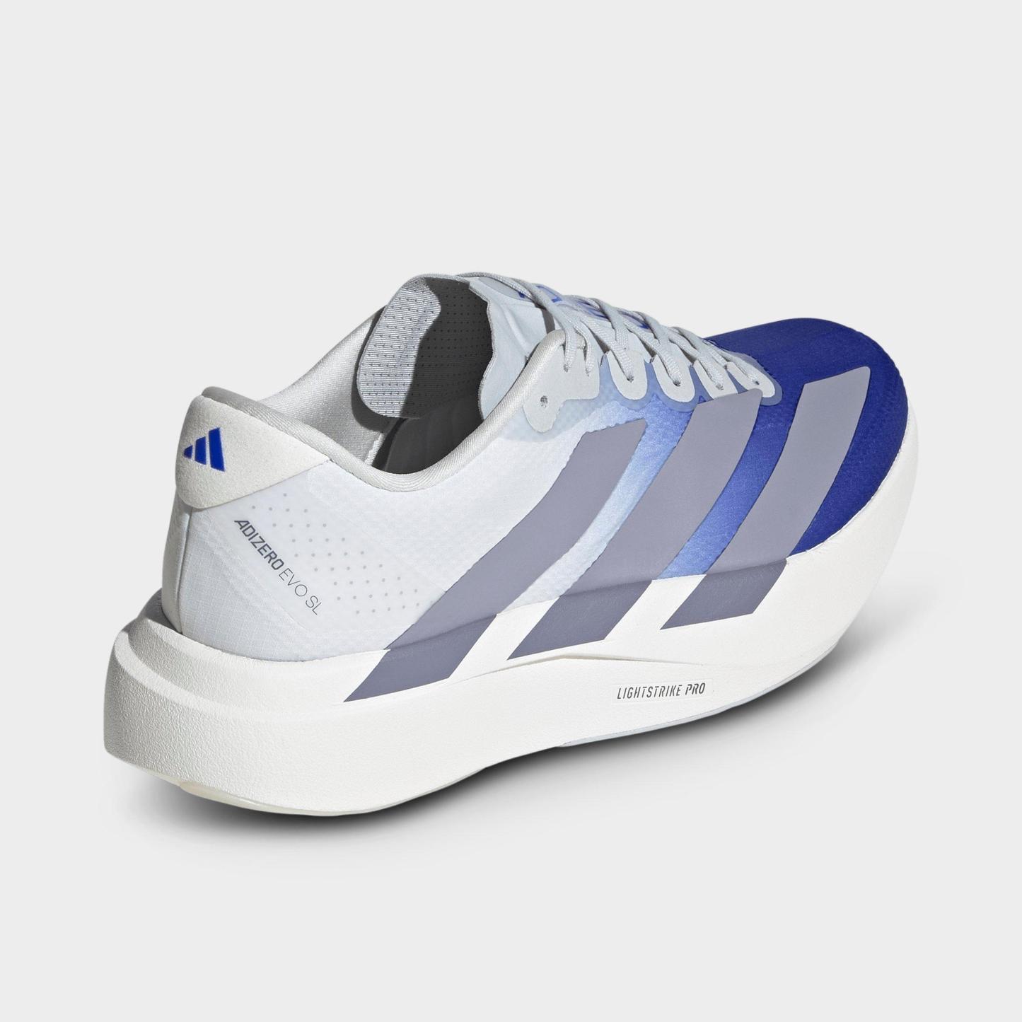 Men's adidas Adizero EVO SL Woven Running Shoes - Part 1 - Lucid Blue/Slate/Crystal White - Back view