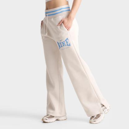 Women's Nike Phoenix Fleece Athletic Dept. High-Waisted Wide-Leg Sweatpants - Light Orewood Brown/University Blue
