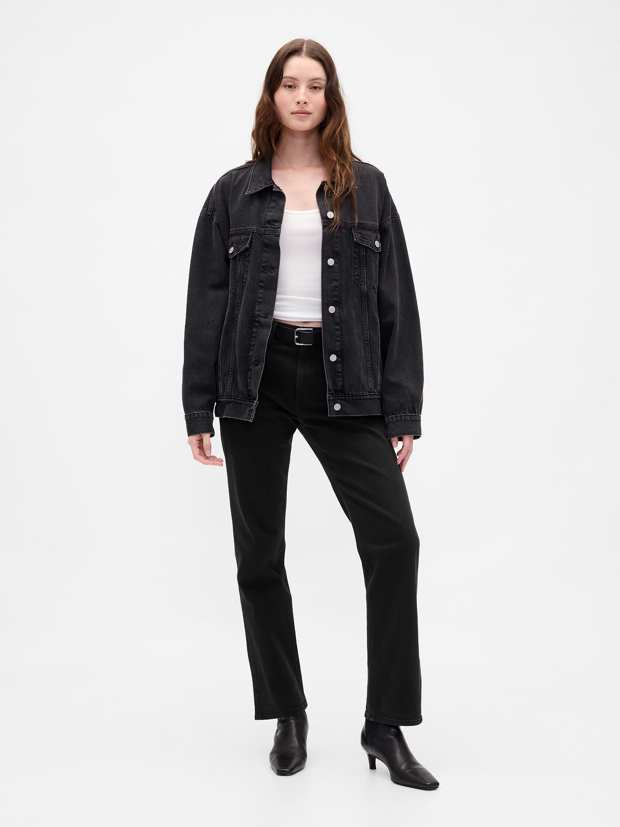 High Rise '90s Slim Straight Jeans - Black wash