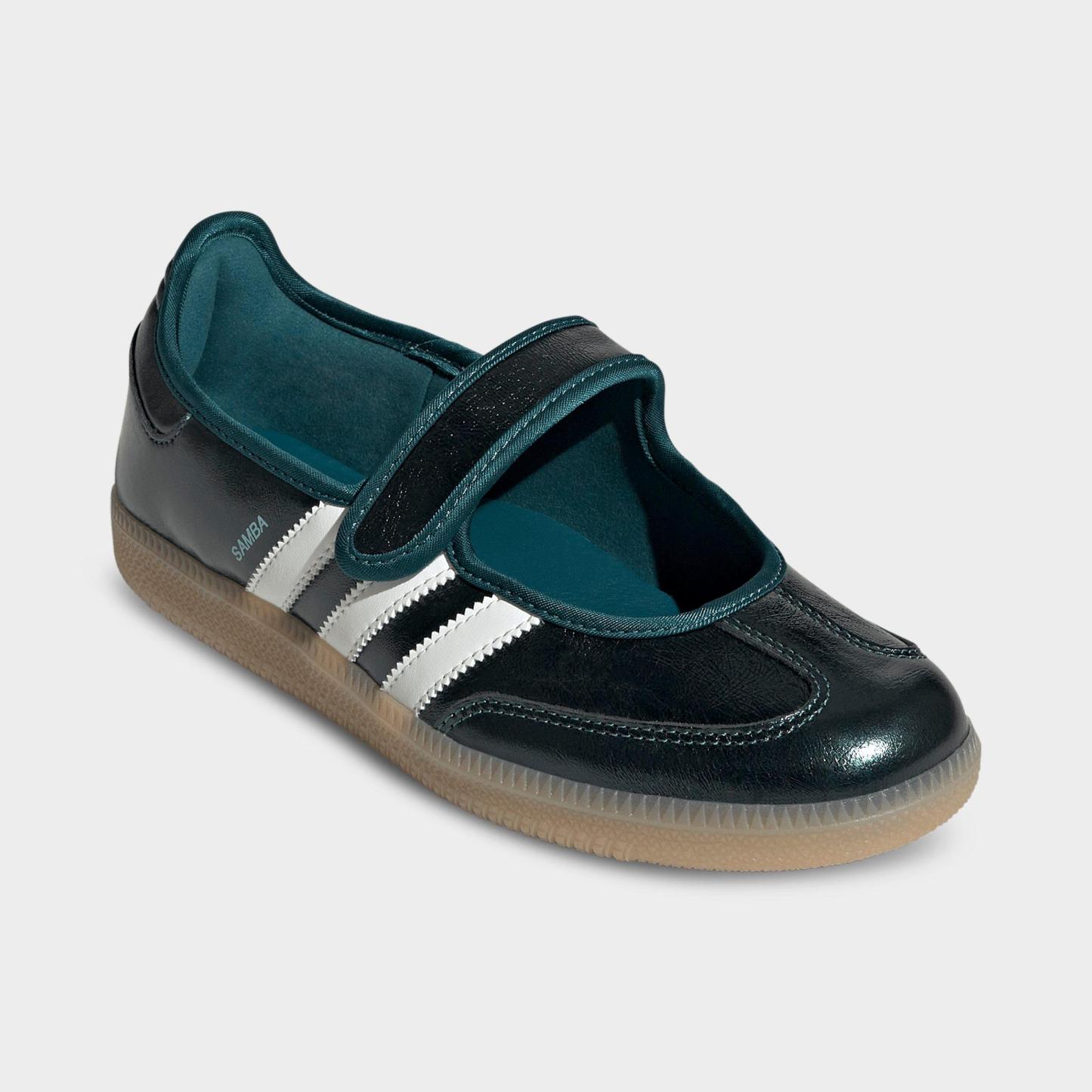 Women's adidas Originals Samba Jane Casual Shoes - Part 1 - Rich Green/Off White/Gum - Both shoes facing left