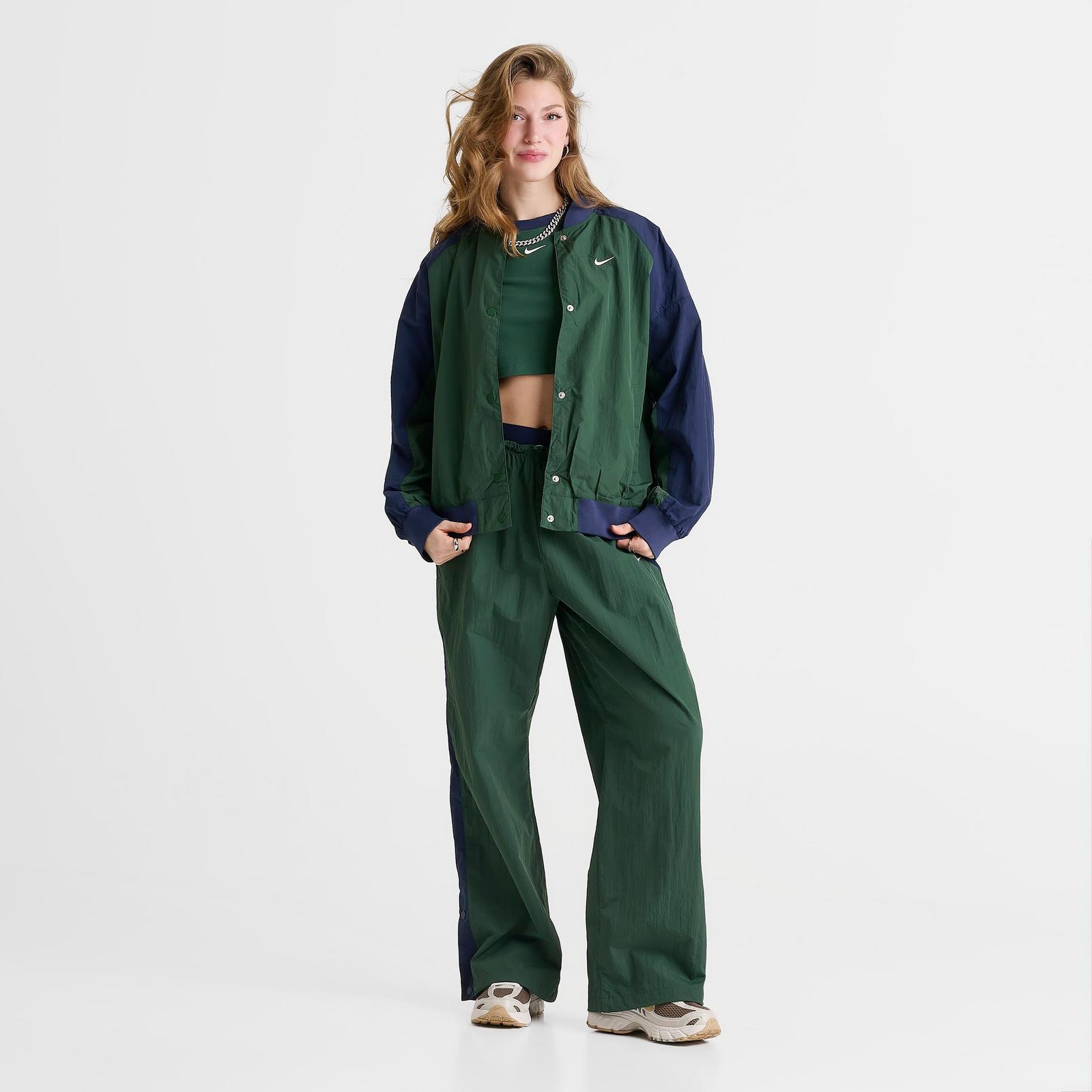 Women's Nike Sportswear Oversized Varsity Jacket - Fir/Midnight Navy/Chalk
