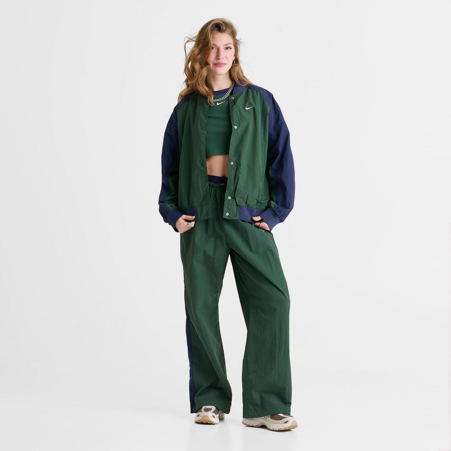 Women's Nike Sportswear Oversized Varsity Jacket - Fir/Midnight Navy/Chalk