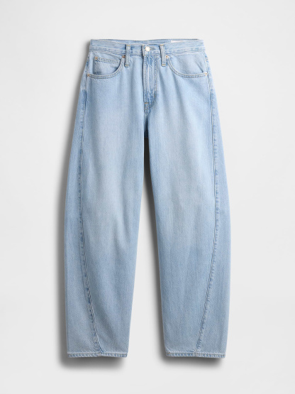 High Rise Barrel Jeans - Light wash blue