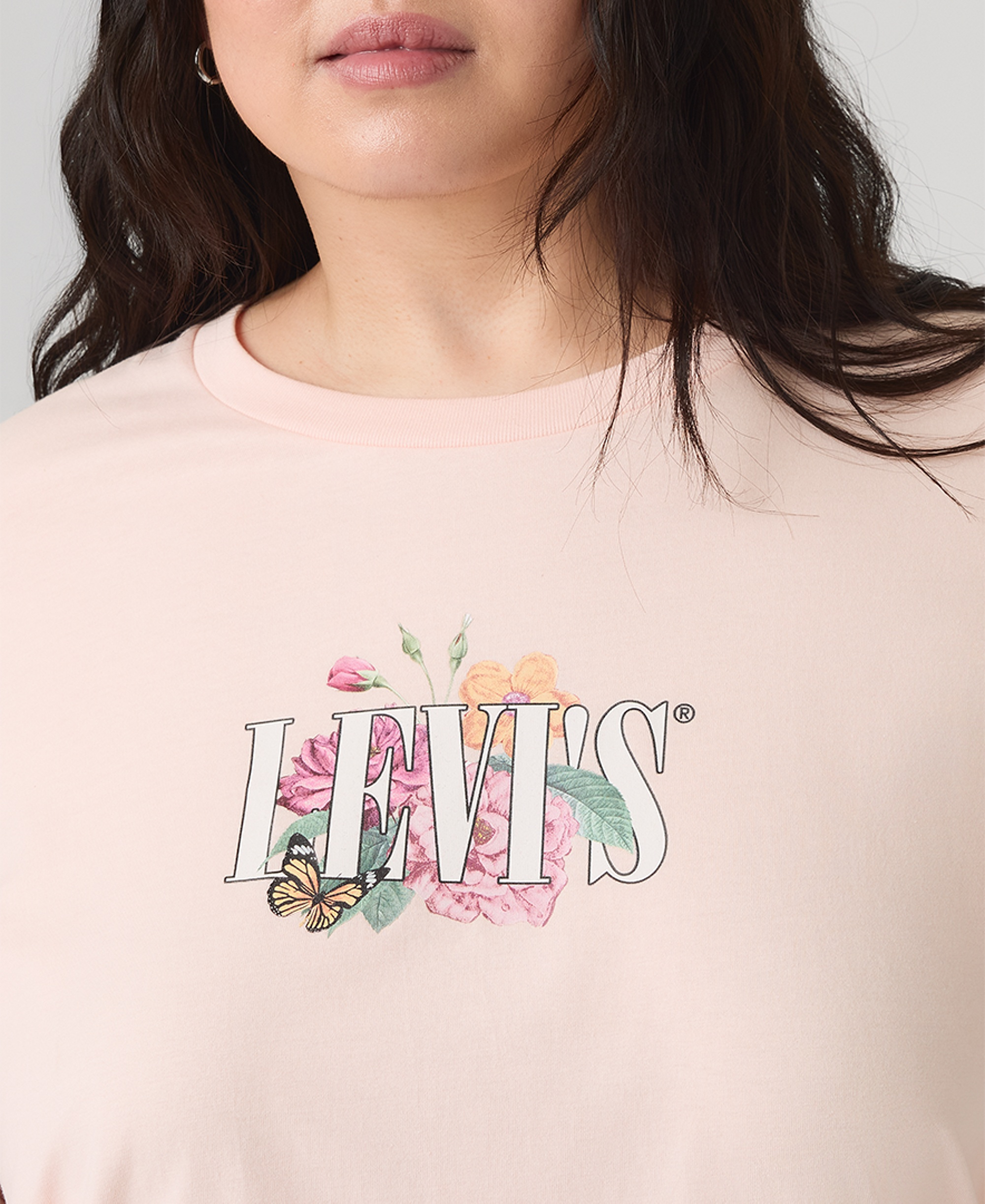 Levi's Trendy Plus Size Perfect Logo Cotton T-Shirt - Pl Botanical Rose Serif Mangano Calcite