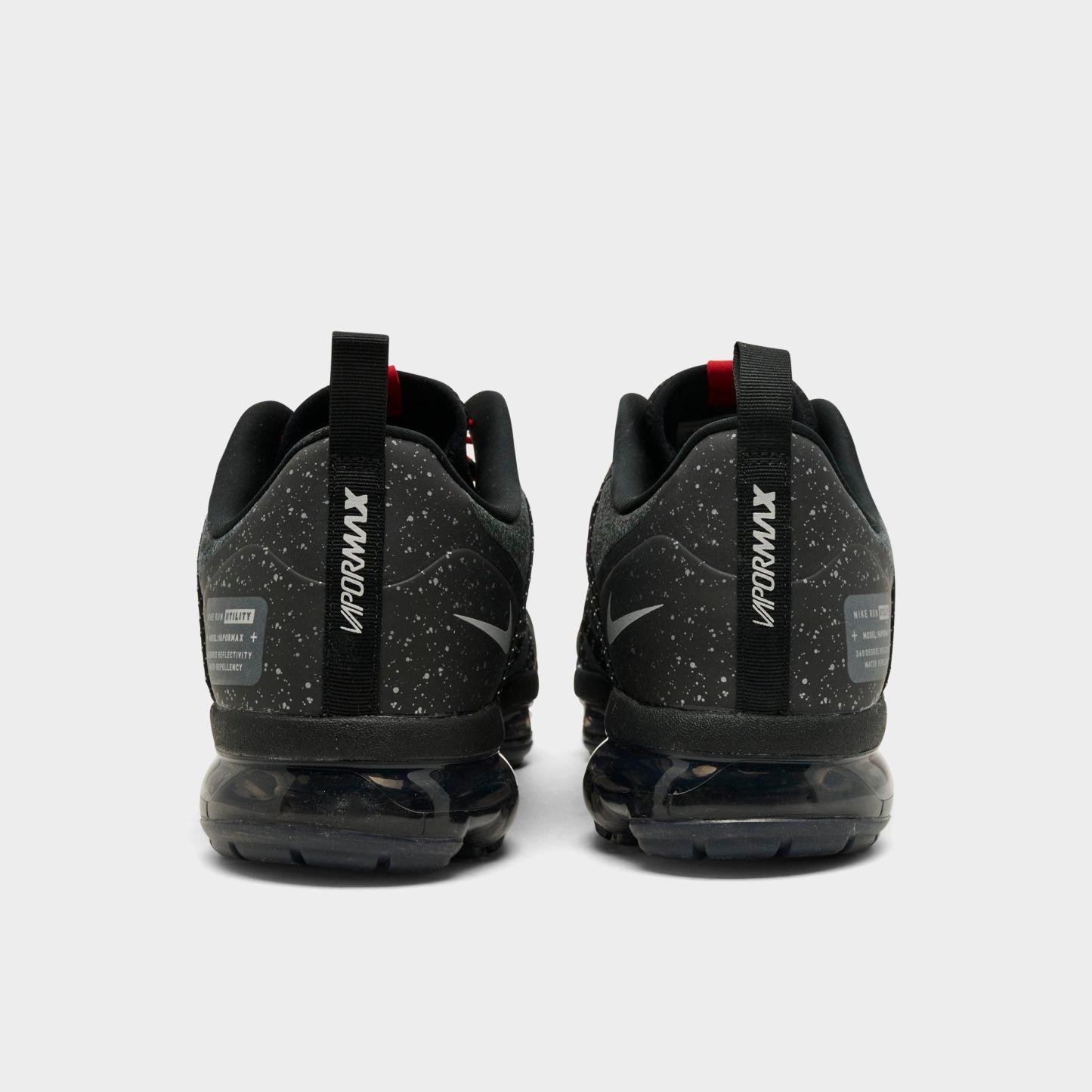 Men's Nithtke Air VaporMax Run Utility Running Shoes - Black/Reflective Silver/Anthracite/Habanero Red - Back view